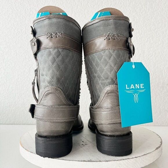 NEW Lane DUSTOFF Womens Cowboy Boots 6 Gray Leather Western Cowgirl Ankle Bootie - Picture 3 of 11